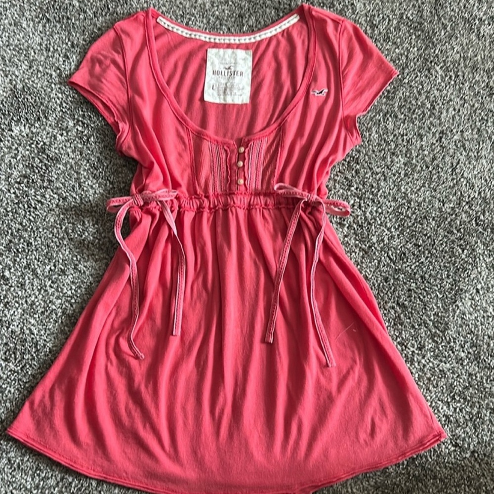 Hollister coral pink vintage Y2K babydoll top